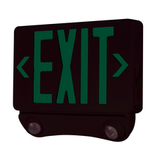  NEX-730-LED/GB - LED Exit and Emergency Combination with Adjustable Heads, Green Letters / Black Housing