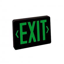  NX-504-LED/BG - Thermoplastic LED Exit Sign, Battery Backup, Green Letters / Black Housing, 2 Circuit