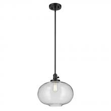  43911BK - Avery 14" 1-Light Globe Pendant with Clear Seeded Glass in Black