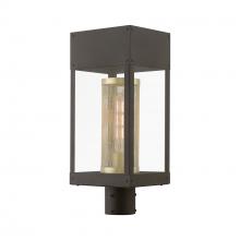  20763-07 - 1 Light Bronze with Soft Gold Candle Outdoor Post Top Lantern