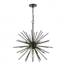  46175-68 - 7 Light Shiny Black with Polished Brass Accents Pendant Chandelier