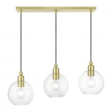  48974-12 - 3 Light Satin Brass Sphere Linear Chandelier