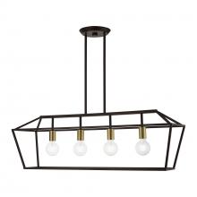  49437-07 - 4 Light Bronze with Antique Brass Accents Linear Chandelier