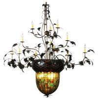  100697 - 63"W Greenbriar Oak 12 Arm Chandelier