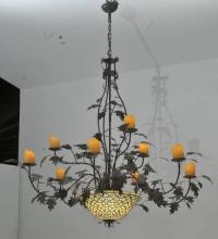  108705 - 63" Wide Diamond & Jewel Oak Leaf 9 Arm Chandelier