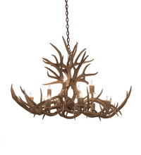  200459 - 45" Long Antlers Mule Deer 10 Light Chandelier