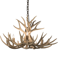  200464 - 32" Wide Antlers Mule Deer 4 Light Chandelier