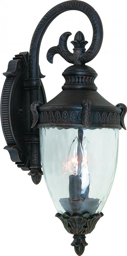 Three Light Bronze Clear Seeded Ribbed Glass Wall Lantern