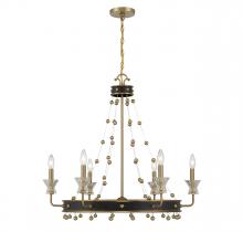  1-3804-6-143 - Iris 6-Light Chandelier in Matte Black with Warm Brass Accents