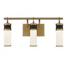  8-1638-3-143 - Abel 3-Light LED Bathroom Vanity Light in Matte Black with Warm Brass Accents