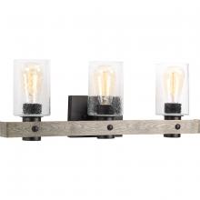  P300125-143 - Gulliver Collection Three-Light Graphite Clear Seeded Glass Coastal Bath Vanity Light