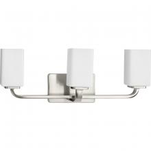  P300370-009 - Cowan Collection Three-Light Modern Brushed Nickel Etched Opal Glass Bath Vanity Light