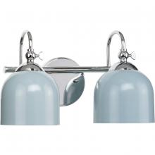  P300382-015 - Dalton Collection Two-Light Farmhouse Polished Chrome Metal Shade Bath Vanity Light