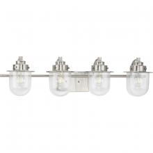  P300437-009 - Northlake Collection Four-Light Brushed Nickel Clear Glass Transitional Bath Light