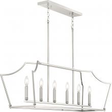  P400300-009 - Parkhurst Collection Six-Light New Traditional Brushed Nickel Linear Island Chandelier Light