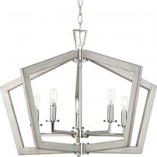  P400301-009 - Galloway Collection Five-Light 19.25" Brushed Nickel Modern Farmhouse Pendant Light with Grey Wa