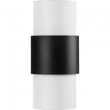  P710119-31M - Silva Collection Two-Light Matte Black White Linen Shade Wall Sconce