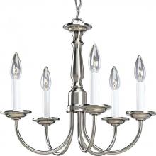  P4009-09 - Five-Light Brushed Nickel White Candles Traditional Chandelier Light