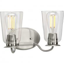  P300262-009 - Durrell Collection Two-Light Brushed Nickel Clear Glass Coastal Bath Vanity Light