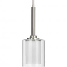  P500103-009 - Kene Collection One-Light Brushed Nickel Clear Glass Craftsman Pendant Light