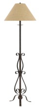  BO-2703FL - 150W 3 Way Ekalaka Wrough Iron Floor Lamp With Burlap Shade