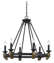  FX-3517/6 - 26.5" Height Metal and Wood Chandelier in Warm Bronze Finish