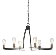  FX-3664-6 - 60W X 6 Kinder Metal 6 Light Chandelier (Edison Bulbs Not included)