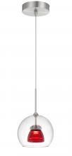  UP-335-CL-REDCL - Integrated dimmable LED glass mini pendant light. 6W, 450 lumen, 3000K