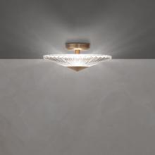  S7216-700H - Origami 16in LED 3000K/3500K/4000K 120V-277V Semi-Flush Mount in Aged Brass with Clear Heritage Ha