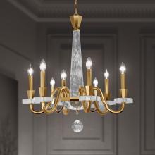  S9334-22OH - Amadeus 8 Light 120V Chandelier in Heirloom Gold with Optic Haze Quartz