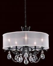  VA8305N-48H2 - Vesca 5 Light 120V Chandelier in Antique Silver with Clear Heritage Handcut Crystal and Gold Shade