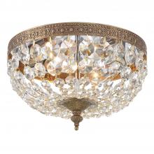  710-OB-CL-S - Crystorama 2 Light Swarovski Strass Crystal Olde Brass Flush Mount