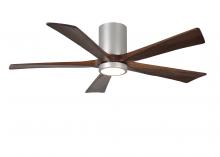  IR5HLK-BN-WA-52 - IR5HLK five-blade flush mount paddle fan in Brushed Nickel finish with 52” solid walnut tone bla