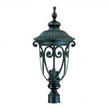  2127BK - Naples Collection Post-Mount 3-Light Outdoor Matte Black Light Fixture