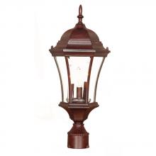  5027BW - Bryn Mawr Collection Post-Mount 3-Light Outdoor Burled Walnut Light Fixture