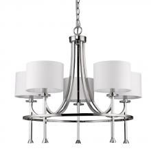  IN11040PN - Kara Indoor 5-Light Chandelier W/Shades & Crystal Bobeches In Polished Nickel