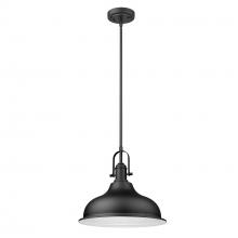  IN21148BK - Virginia 1-Light Matte Black Pendant With Metal Shade