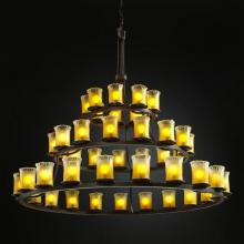 Justice Design Group GLA-8714-16-AMBR-MBLK - Dakota 45-Light 3-Tier Ring Chandelier