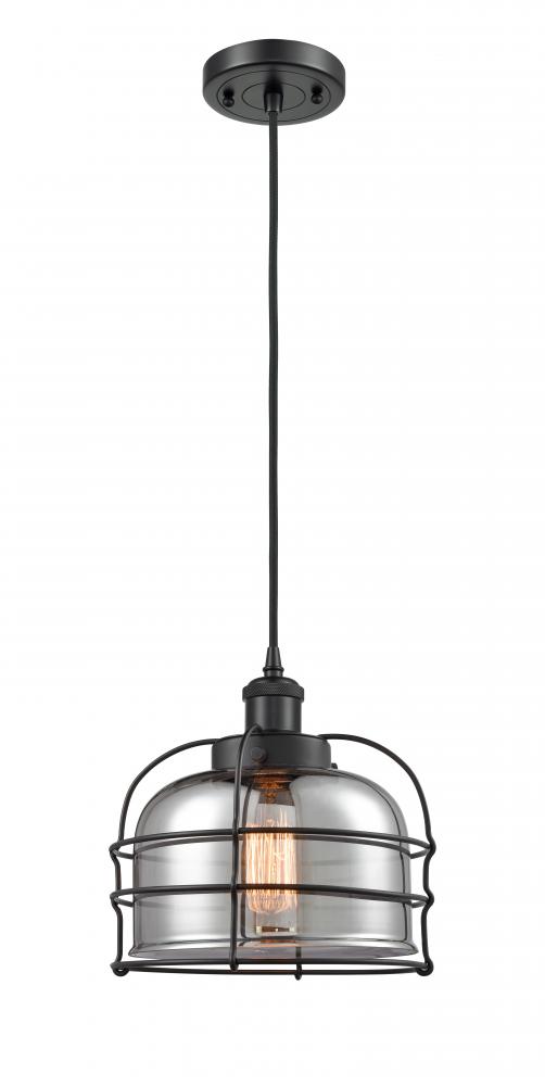 Bell Cage - 1 Light - 8 inch - Matte Black - Cord hung - Mini Pendant