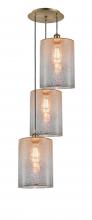  113B-3P-AB-G116-L - Cobbleskill - 3 Light - 16 inch - Antique Brass - Cord Hung - Multi Pendant