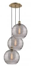  113B-3P-AB-G1213-12SM - Athens Deco Swirl - 3 Light - 19 inch - Antique Brass - Cord hung - Multi Pendant