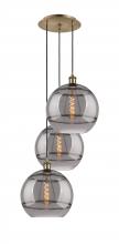  113B-3P-AB-G556-12SM - Rochester - 3 Light - 19 inch - Antique Brass - Cord hung - Multi Pendant