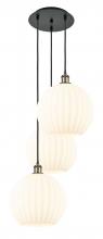  113B-3P-BAB-G1217-12WV - White Venetian - 3 Light - 19 inch - Black Antique Brass - Cord Hung - Multi Pendant