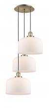  113F-3P-AB-G71-L - Cone - 3 Light - 18 inch - Antique Brass - Cord hung - Multi Pendant