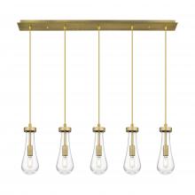 Innovations Lighting 125-451-1P-BB-G451-4CL - Owego - 5 Light - 37 inch - Brushed Brass - Linear Pendant