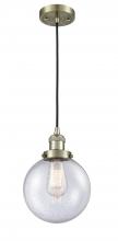  201C-AB-G204-8-LED - Beacon - 1 Light - 8 inch - Antique Brass - Cord hung - Mini Pendant