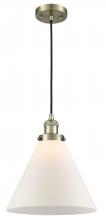  201C-AB-G41-L-LED - Cone - 1 Light - 12 inch - Antique Brass - Cord hung - Mini Pendant