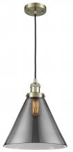  201C-AB-G43-L-LED - Cone - 1 Light - 12 inch - Antique Brass - Cord hung - Mini Pendant