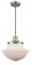  201C-AB-G541-LED - Oxford - 1 Light - 12 inch - Antique Brass - Cord hung - Mini Pendant