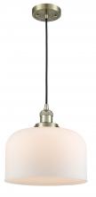  201C-AB-G71-L-LED - Bell - 1 Light - 12 inch - Antique Brass - Cord hung - Mini Pendant